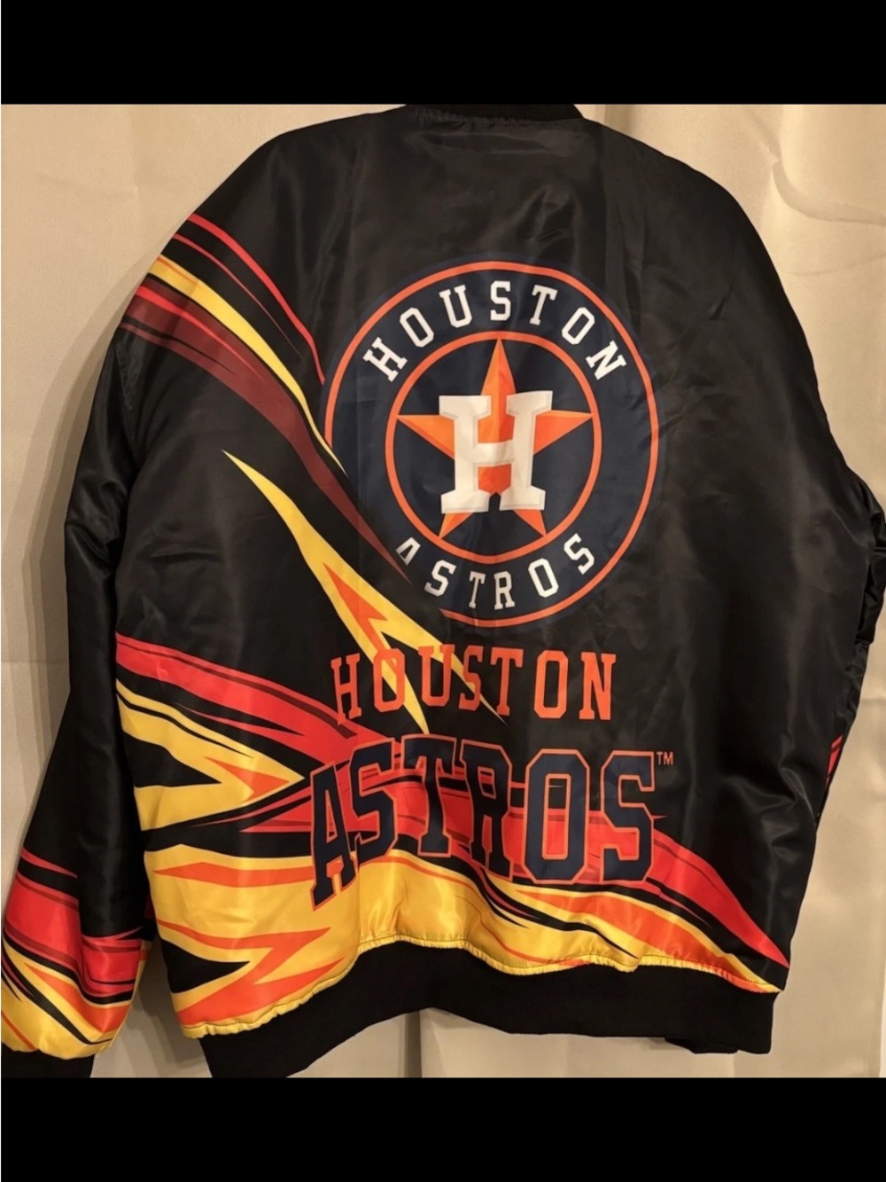 Houston Astros Men's loose fit Retro Style Satin insulated Bomber Jacket